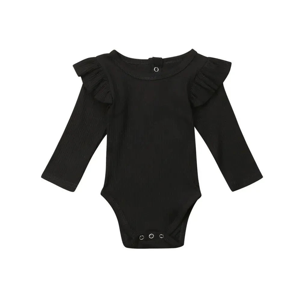 Ribbed Baby Bodysuit with Ruffle Shoulders - Betina Baby & Kids