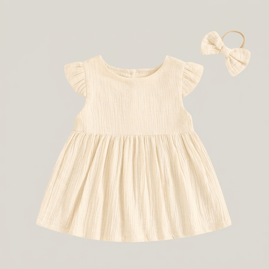 Ruffle Sleeve Dress with Bow Headband - Betina Baby & Kids
