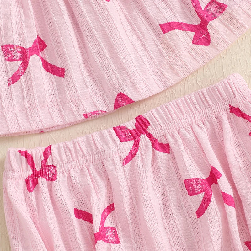 Bow Print Ruffle Baby Set