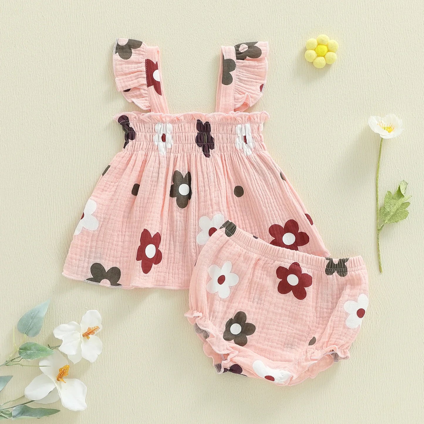 Floral Ruffle Baby Set