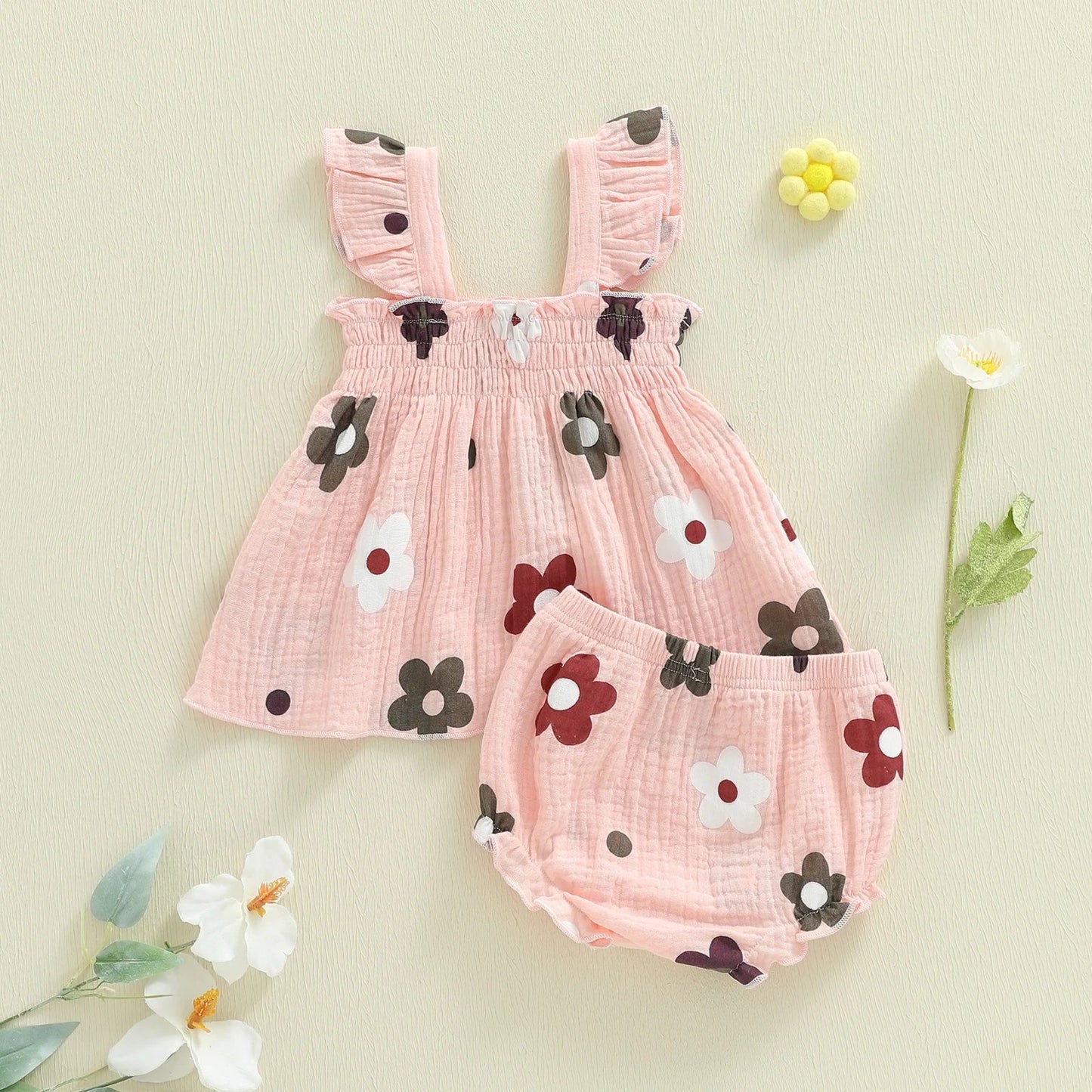 Floral Ruffle Baby Set