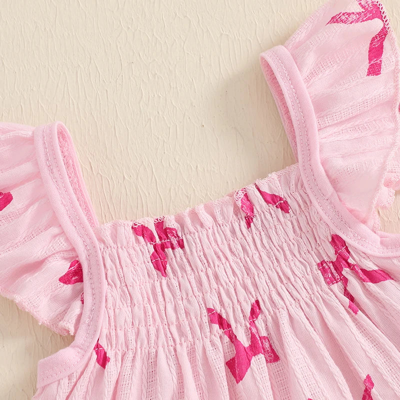 Bow Print Ruffle Baby Set