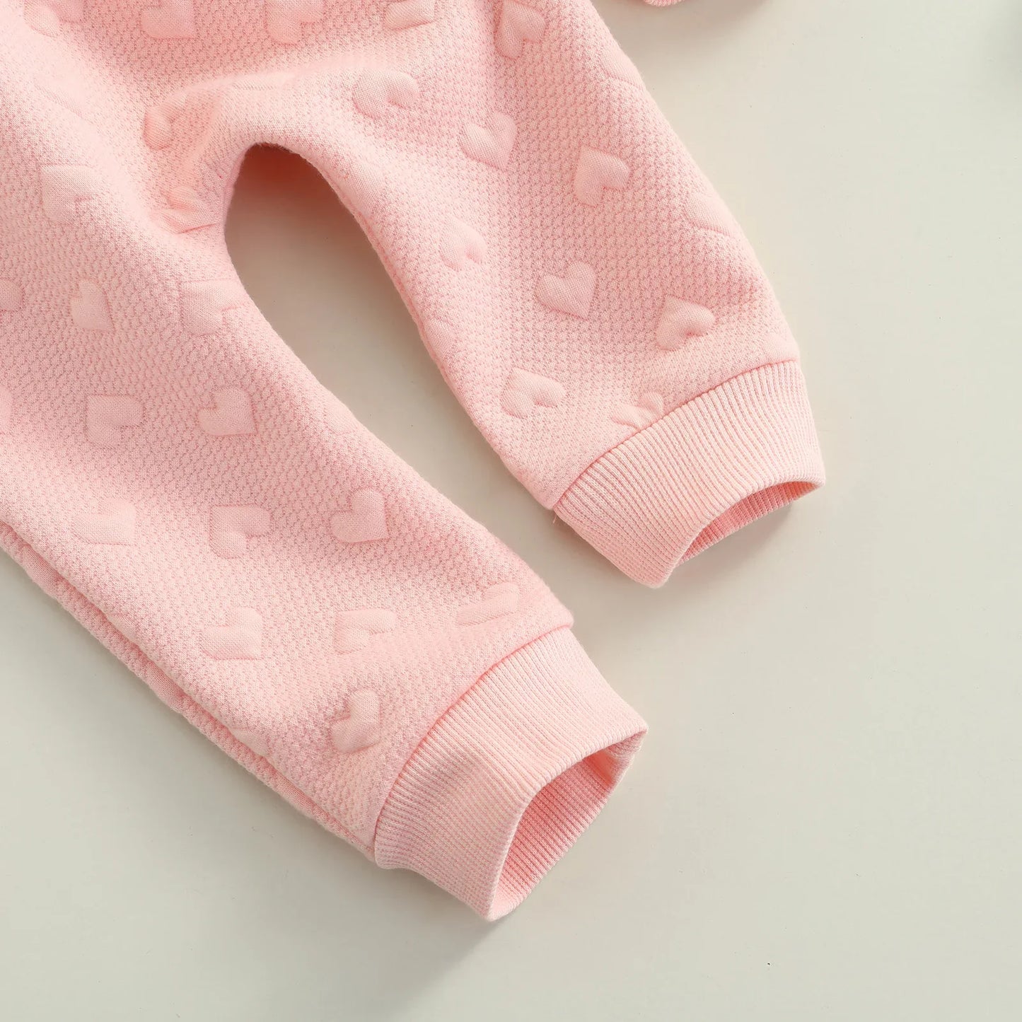 Pink Embossed Heart Baby Set with Bow