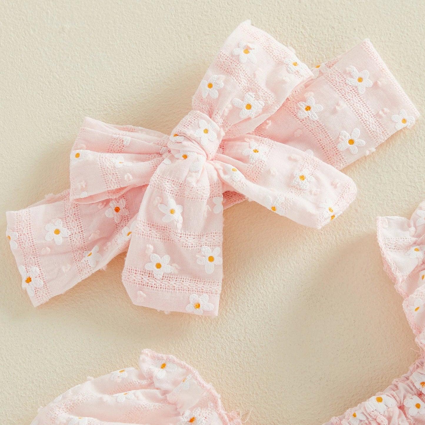 Daisy Smocked Baby Romper Dress with Bow