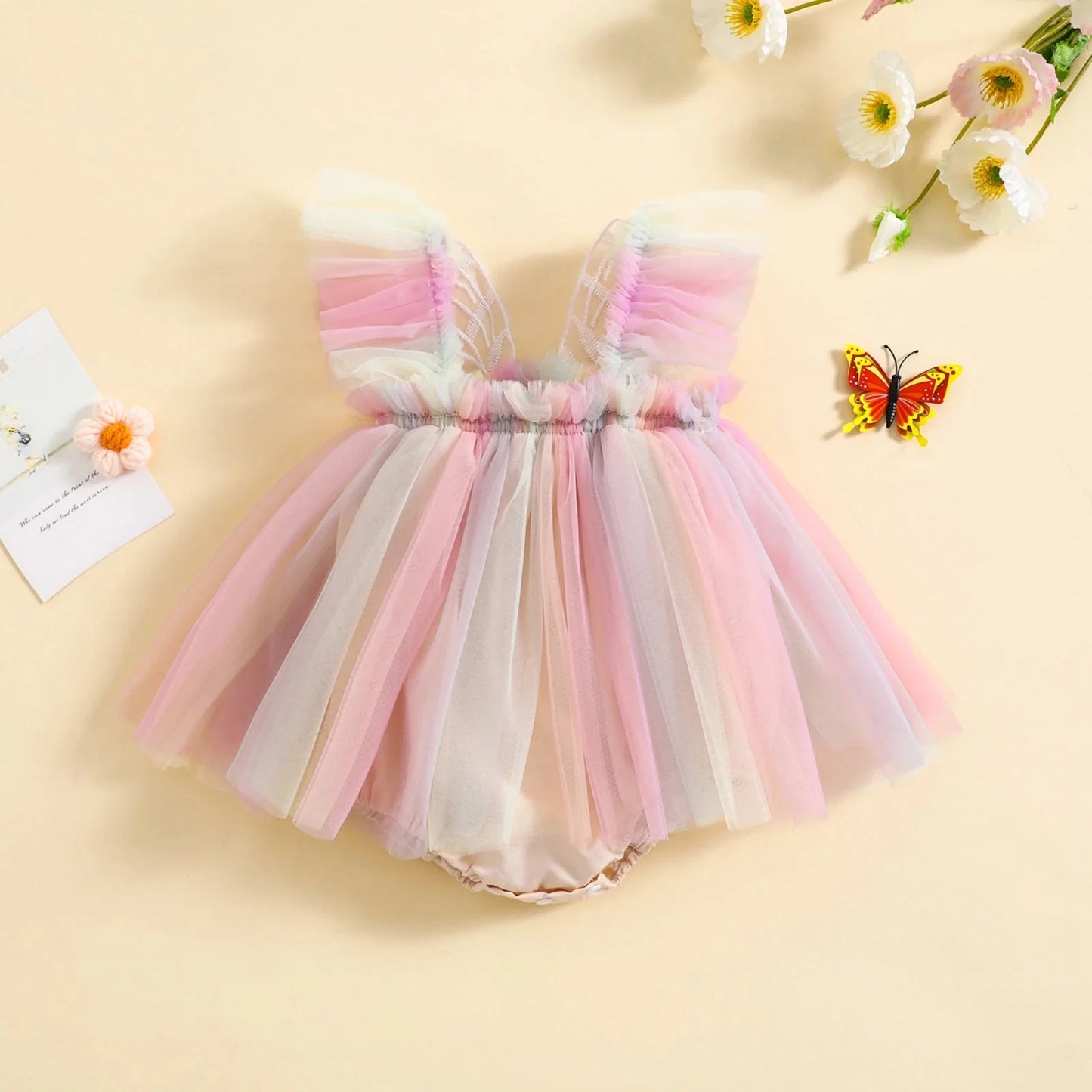 Butterfly Tulle Romper Dress - Betina Baby & Kids