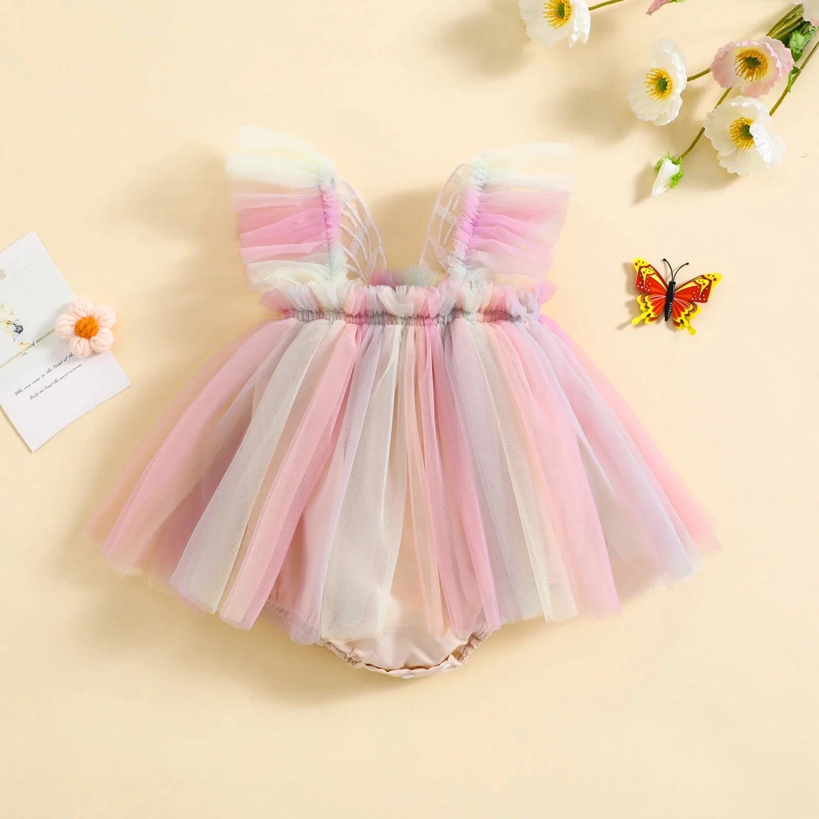 Butterfly Tulle Romper Dress - Betina Baby & Kids
