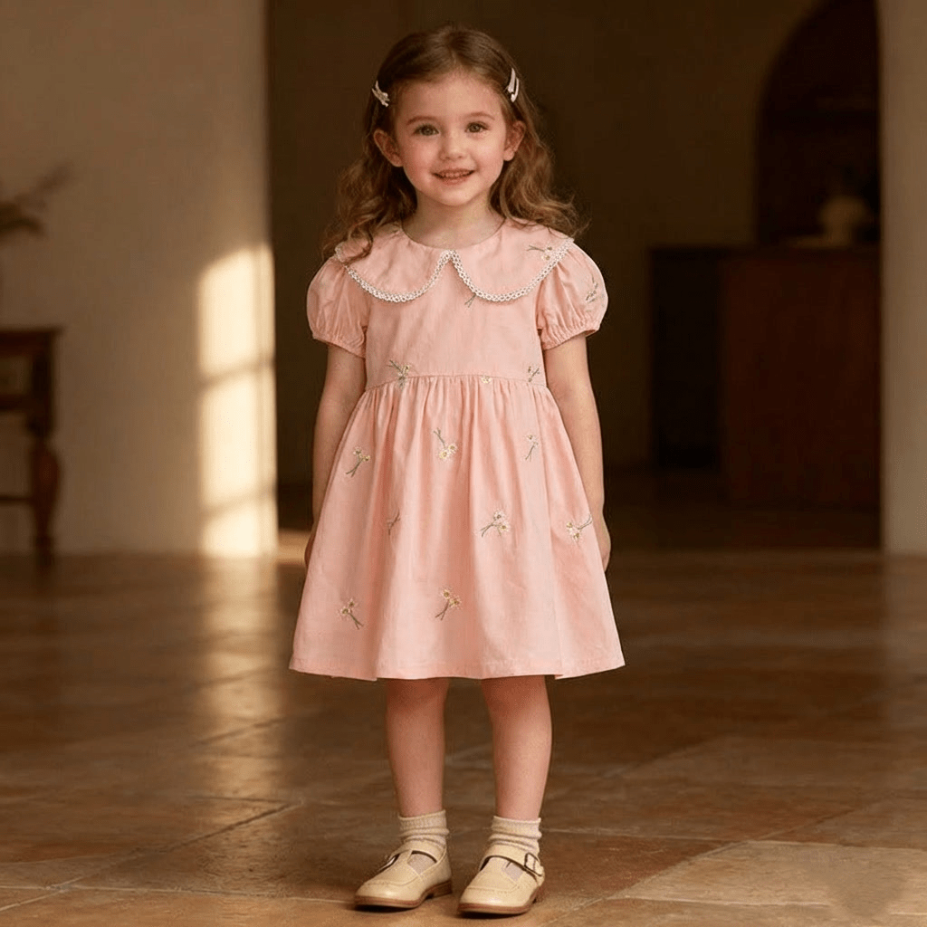 Embroidered Collar Baby Dress - Betina Baby & Kids