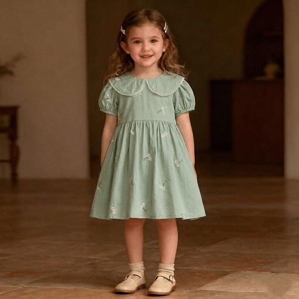 Embroidered Collar Baby Dress - Betina Baby & Kids