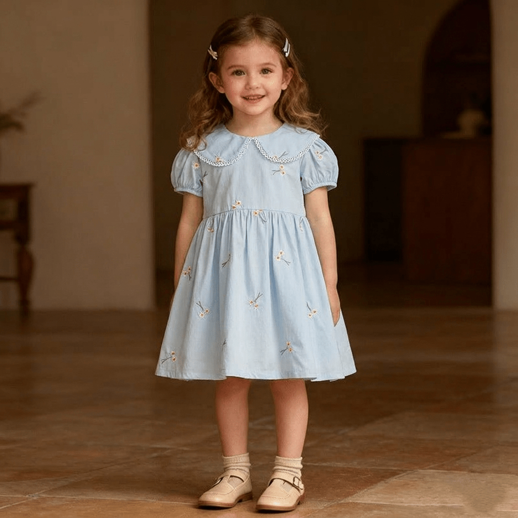 Embroidered Collar Baby Dress - Betina Baby & Kids