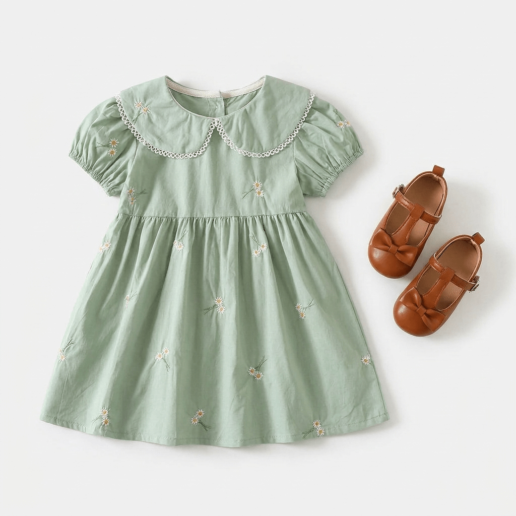 Embroidered Collar Baby Dress - Betina Baby & Kids