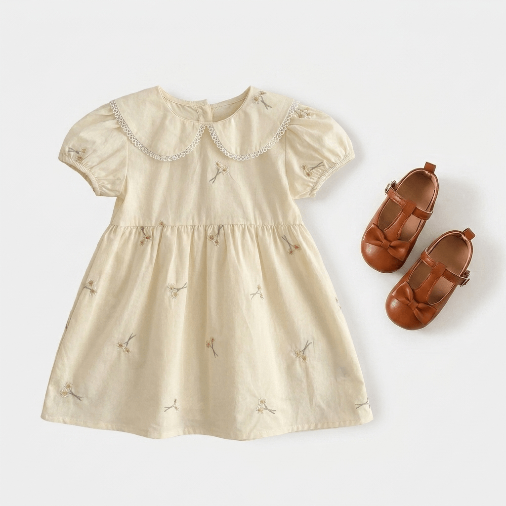 Embroidered Collar Baby Dress - Betina Baby & Kids