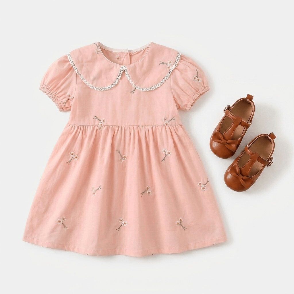 Embroidered Collar Baby Dress - Betina Baby & Kids