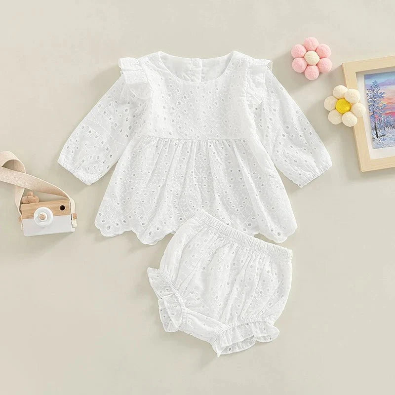 Eyelet Cotton Baby Set with Bloomers - Betina Baby & Kids