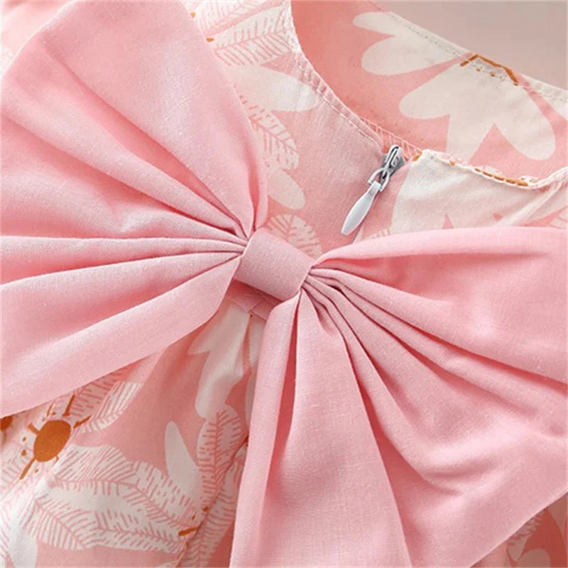 Floral Puff Sleeve Bow Dress - Betina Baby & Kids