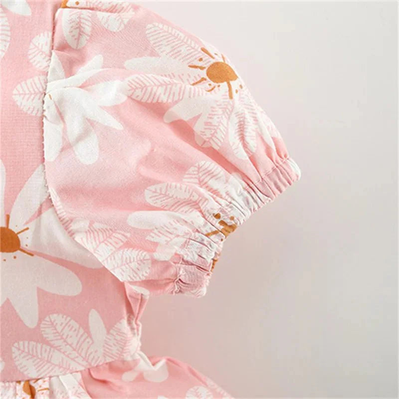 Floral Puff Sleeve Bow Dress - Betina Baby & Kids
