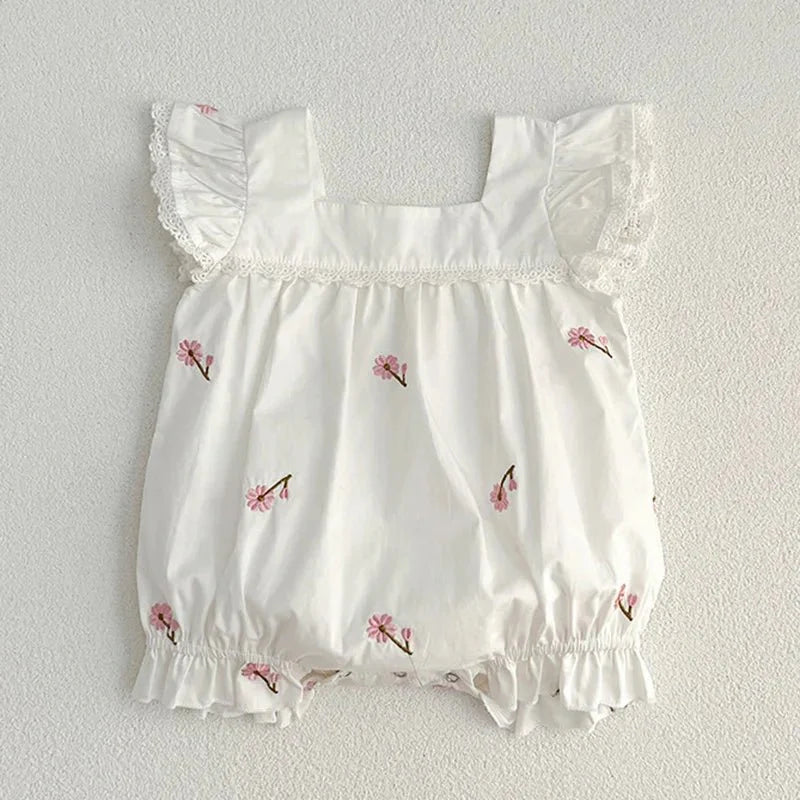 Floral Ruffle Strap Baby Romper - Betina Baby & Kids