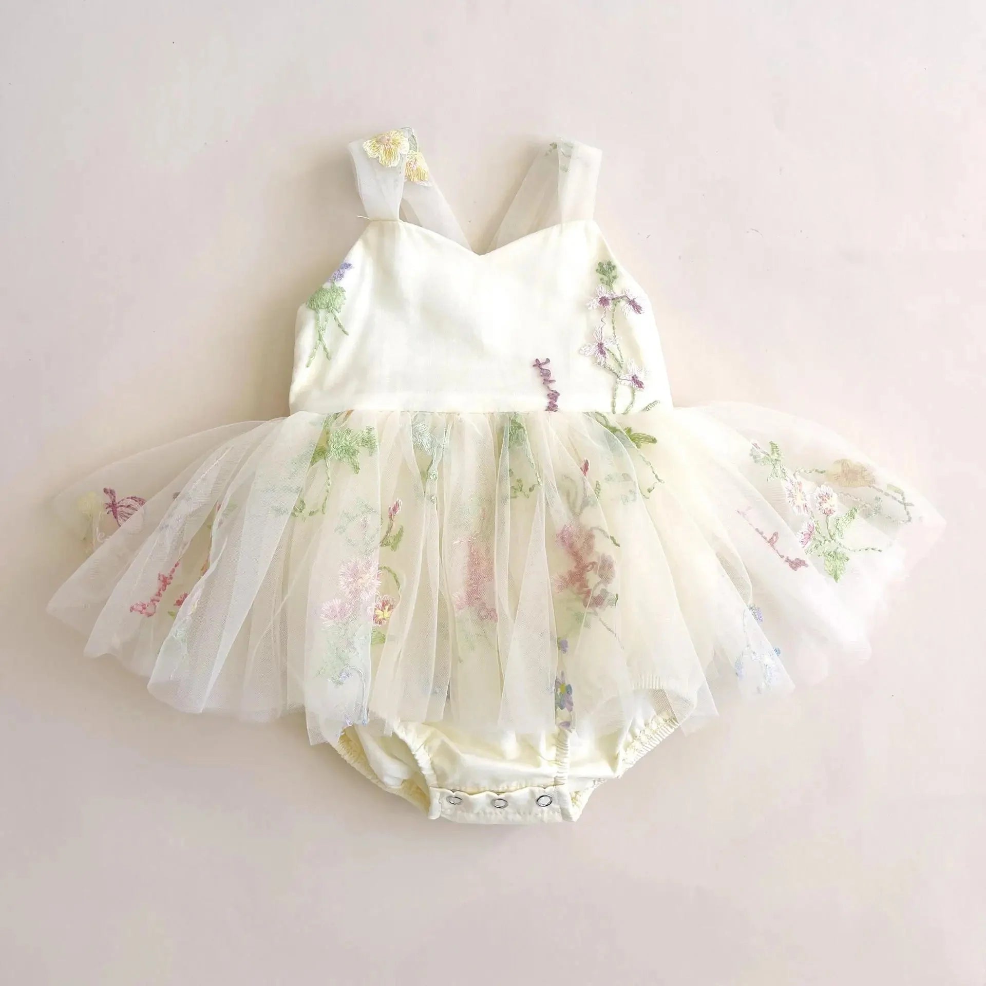 Floral Tulle Bow Baby Dress Bodysuit - Betina Baby & Kids