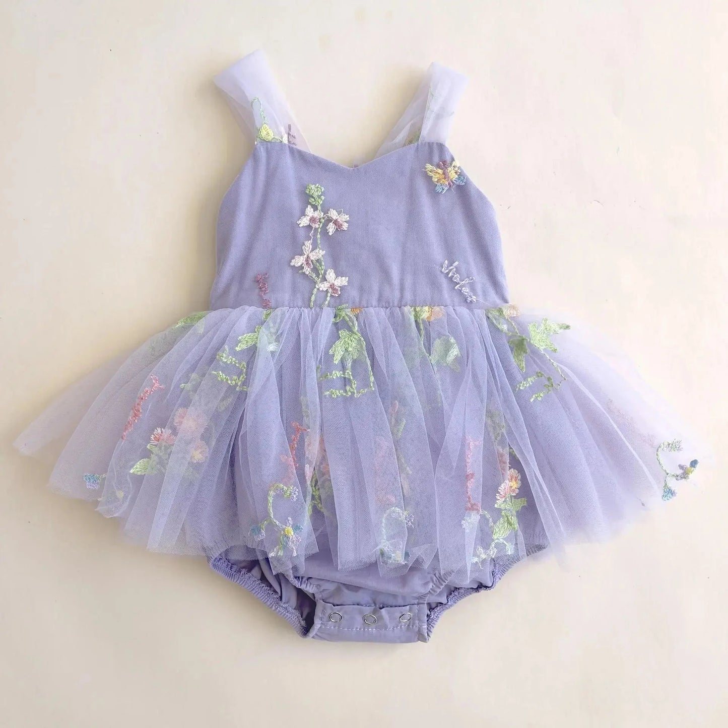 Floral Tulle Bow Baby Dress Bodysuit - Betina Baby & Kids