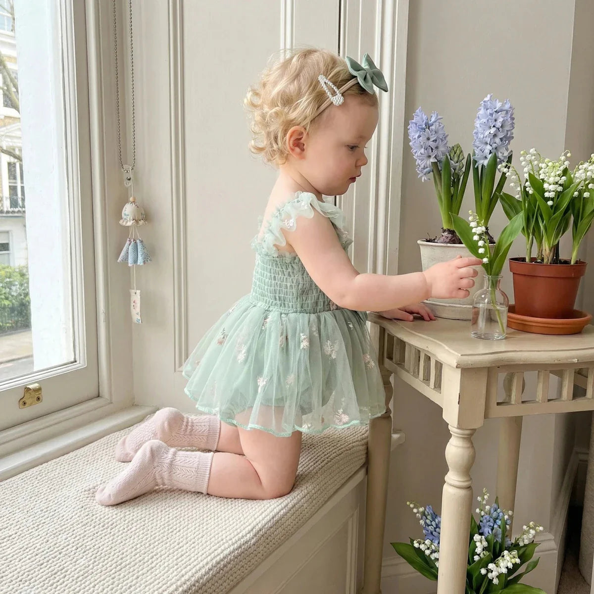 Floral Tulle Dress with Bow - Betina Baby & Kids