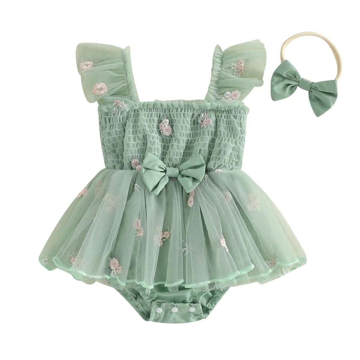 Floral Tulle Dress with Bow - Betina Baby & Kids
