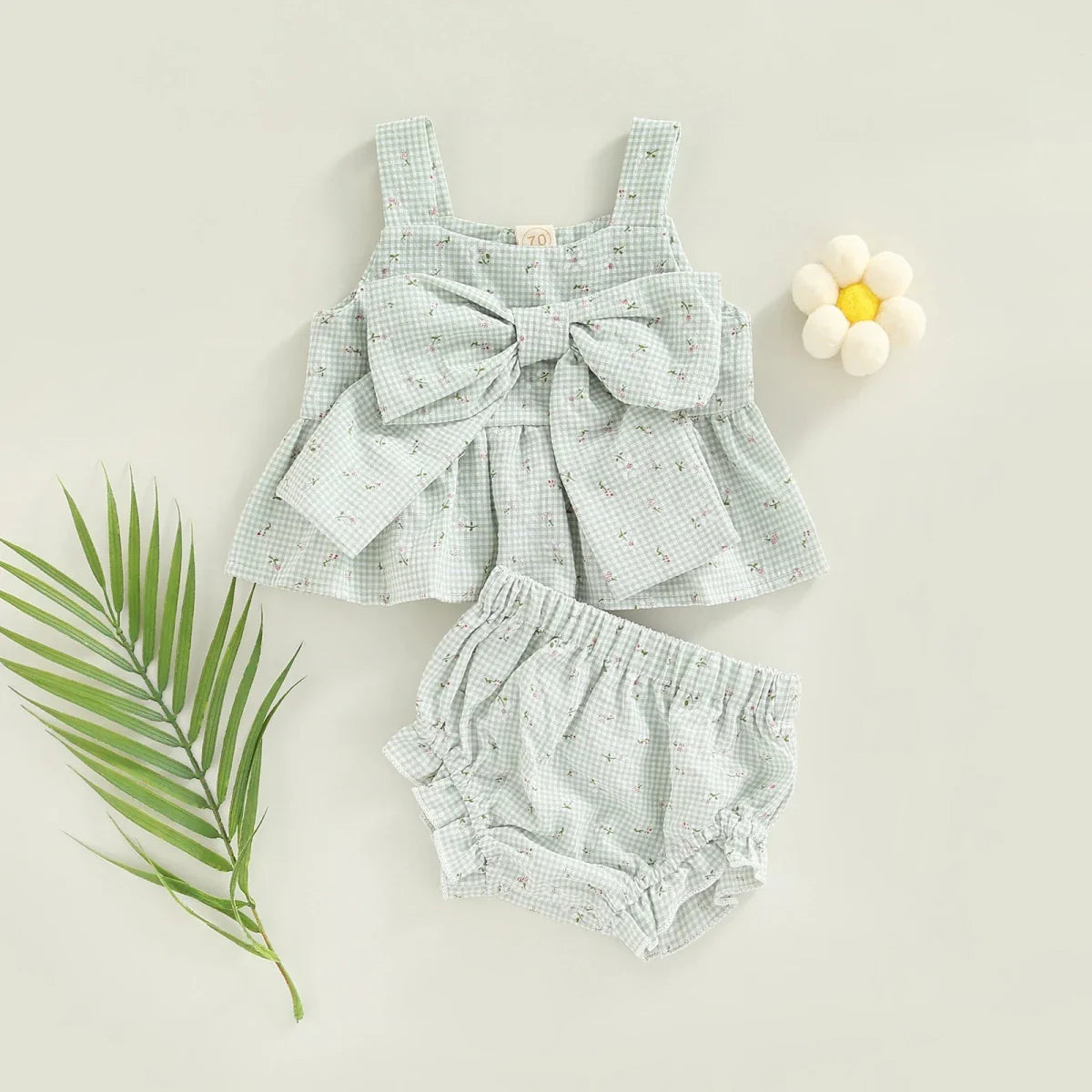 Gingham Bow Top and Bloomer Set - Betina Baby & Kids