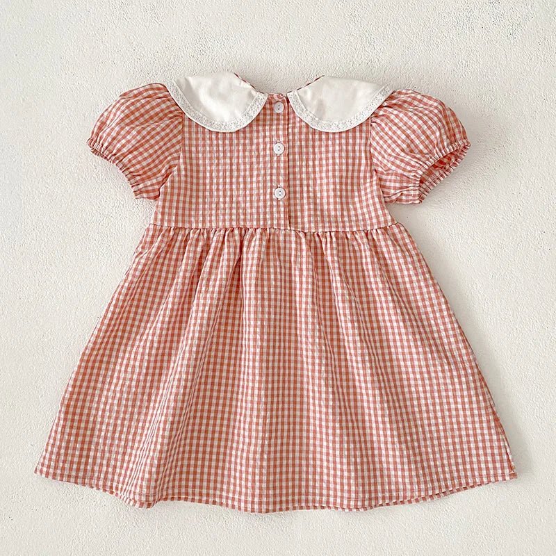 Gingham Floral Collar Baby Dress - Betina Baby & Kids