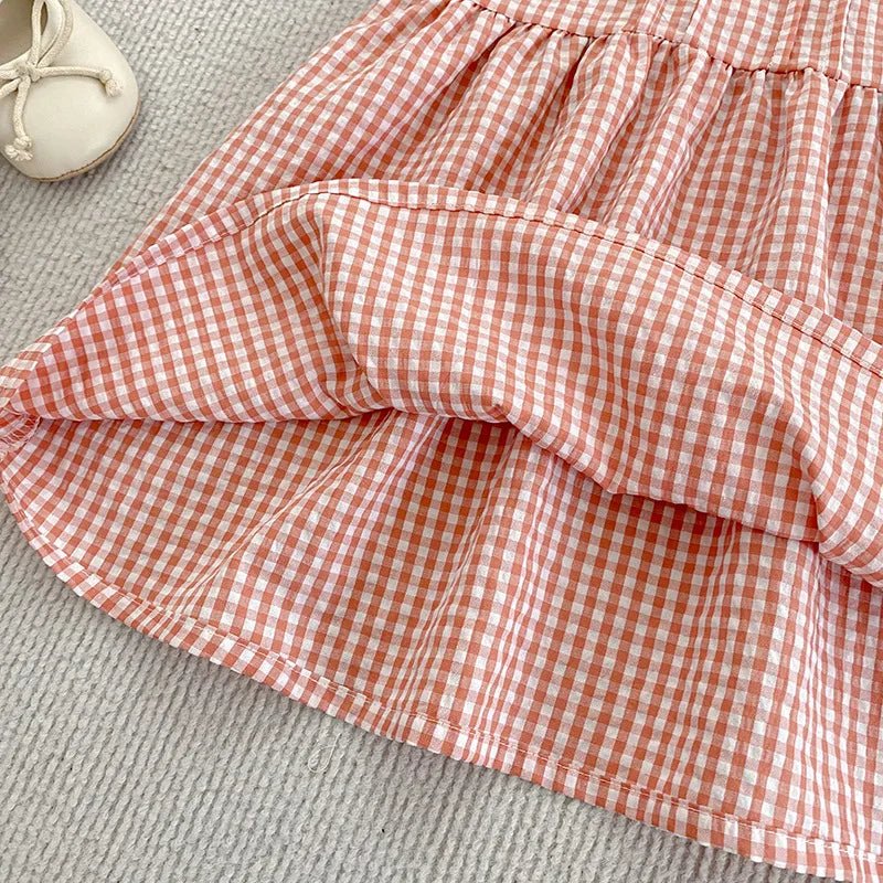 Gingham Floral Collar Baby Dress - Betina Baby & Kids