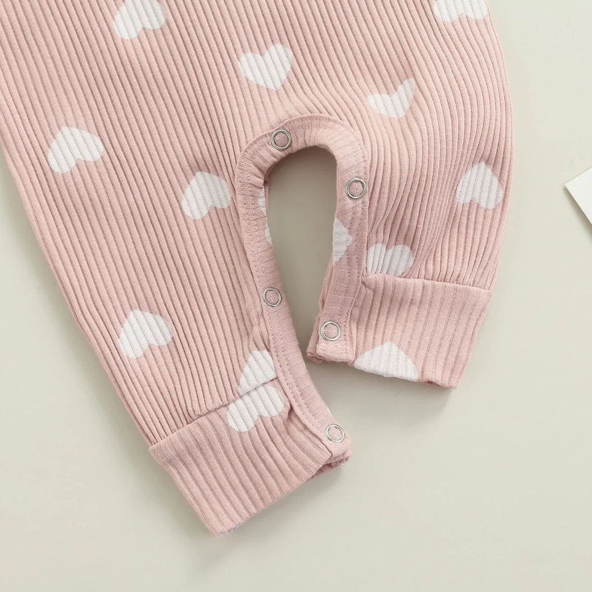 Heart Print Baby Romper with Bow Headband - Betina Baby & Kids