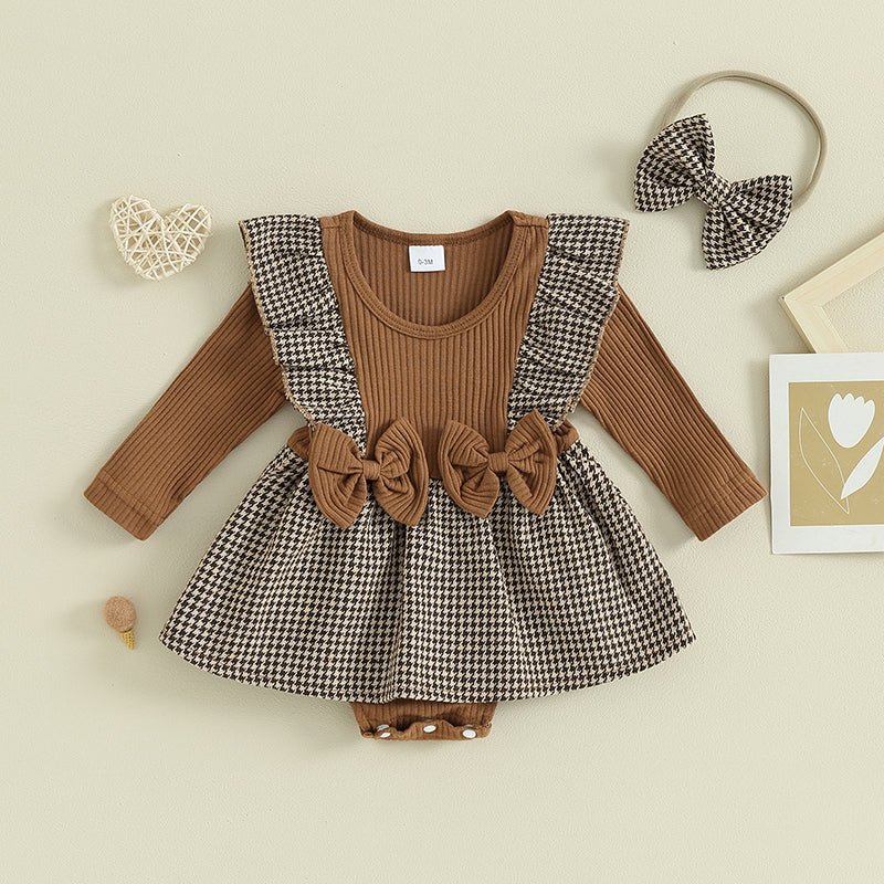 Houndstooth Dress with Bow Headband - Betina Baby & Kids