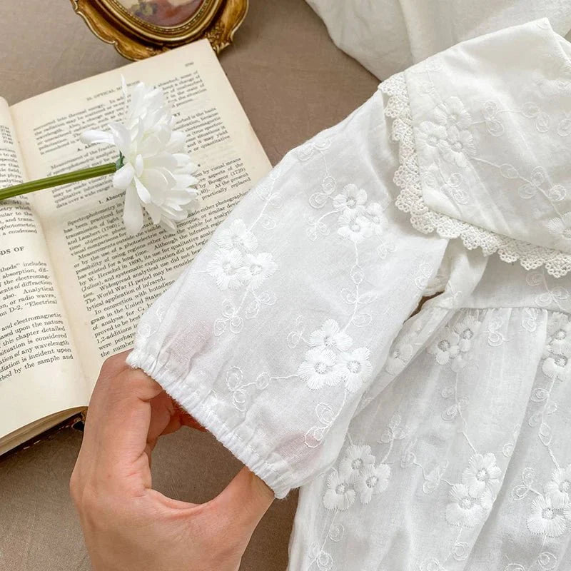 Lace Collar White Baby Romper - Betina Baby & Kids