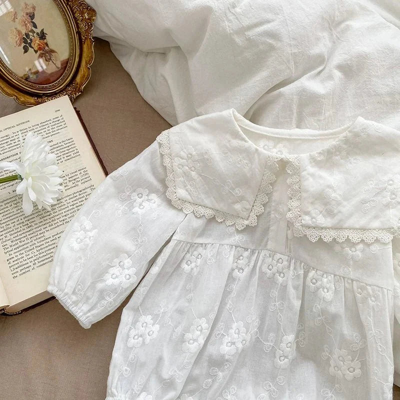 Lace Collar White Baby Romper - Betina Baby & Kids