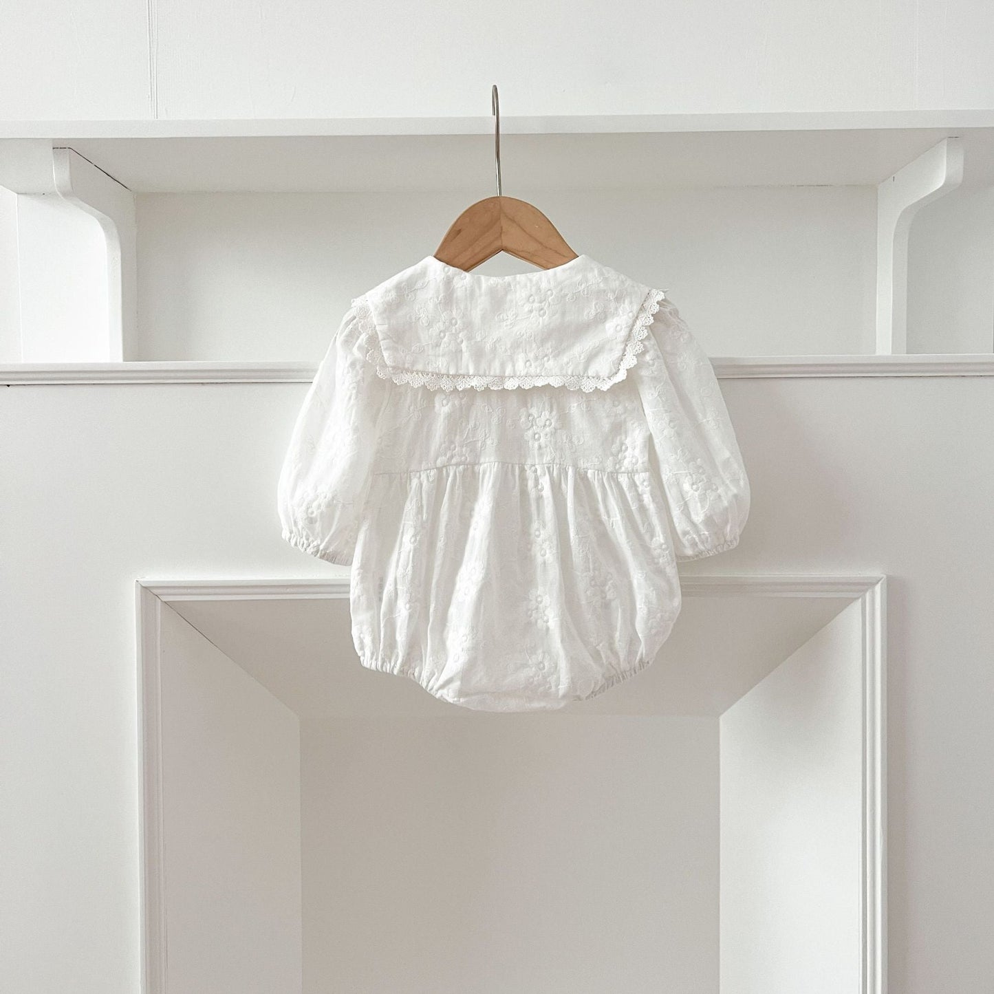 Lace Collar White Baby Romper - Betina Baby & Kids