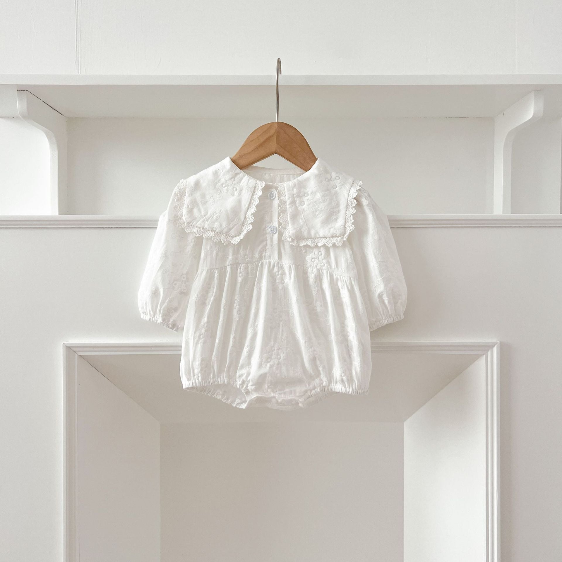 Lace Collar White Baby Romper - Betina Baby & Kids