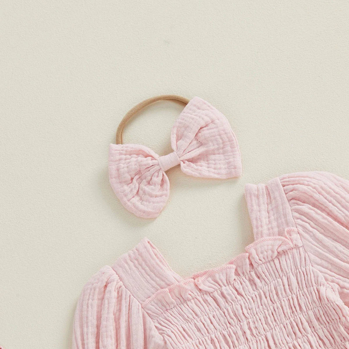 Long Sleeve Baby Romper with Bow - Betina Baby & Kids