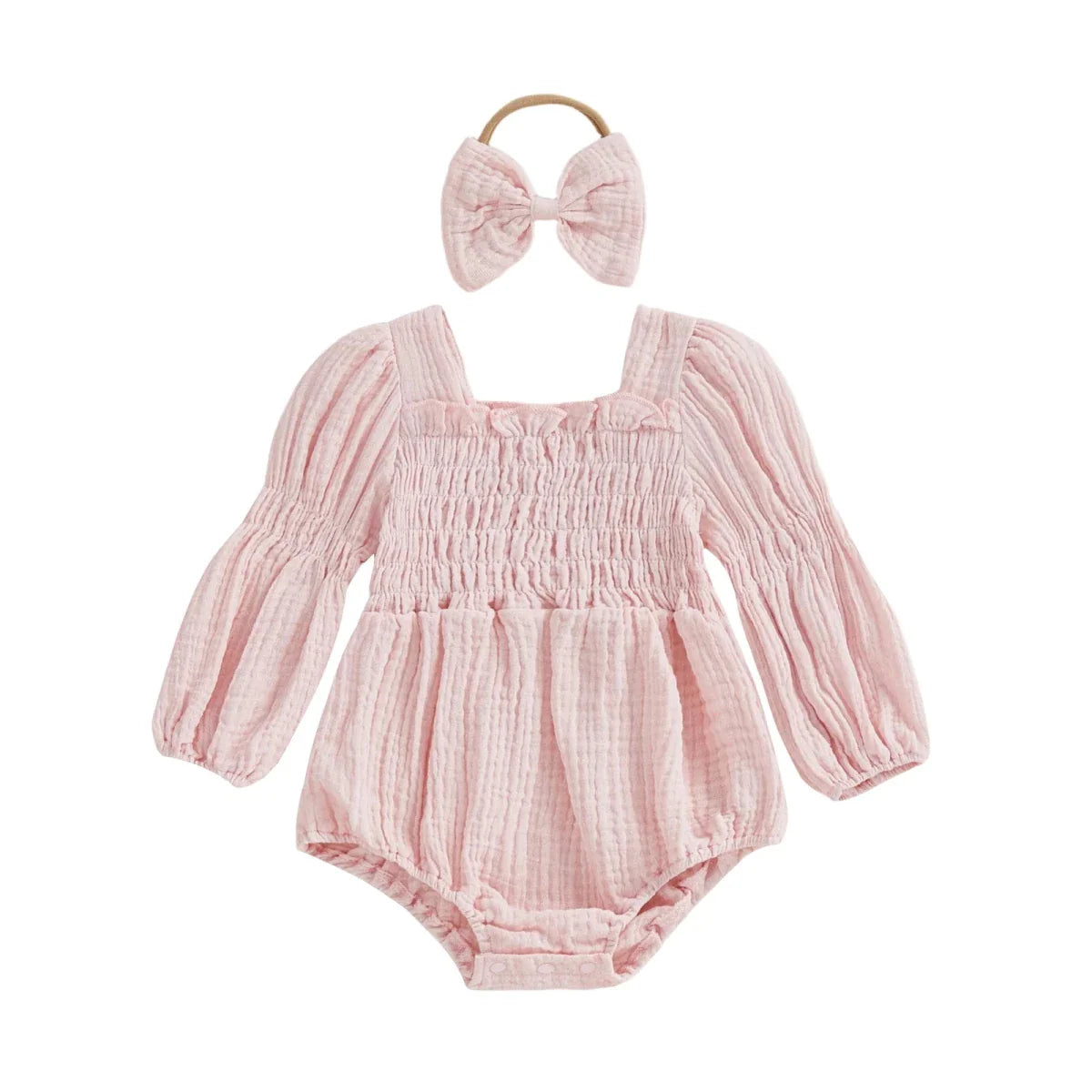 Long Sleeve Baby Romper with Bow - Betina Baby & Kids