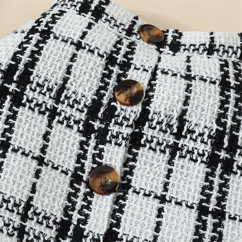 Plaid Skirt Set with Bodysuit and Bow - Betina Baby & Kids