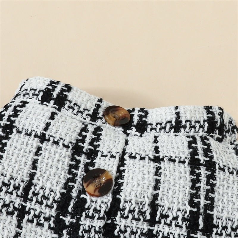 Plaid Skirt Set with Bodysuit and Bow - Betina Baby & Kids