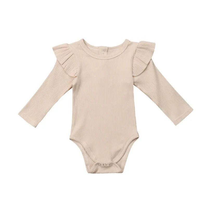 Ribbed Baby Bodysuit with Ruffle Shoulders - Betina Baby & Kids