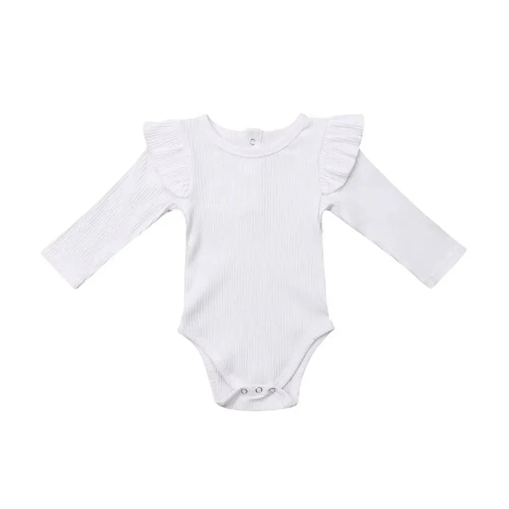 Ribbed Baby Bodysuit with Ruffle Shoulders - Betina Baby & Kids
