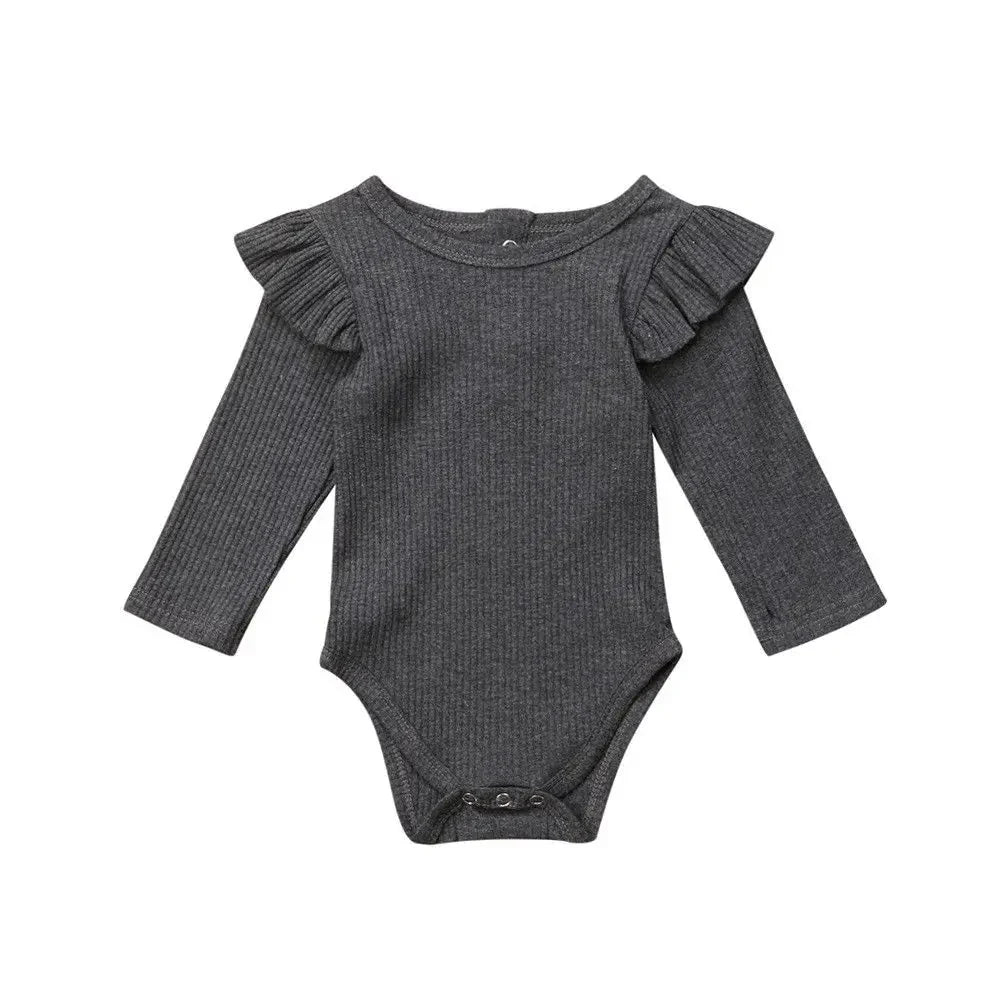 Ribbed Baby Bodysuit with Ruffle Shoulders - Betina Baby & Kids