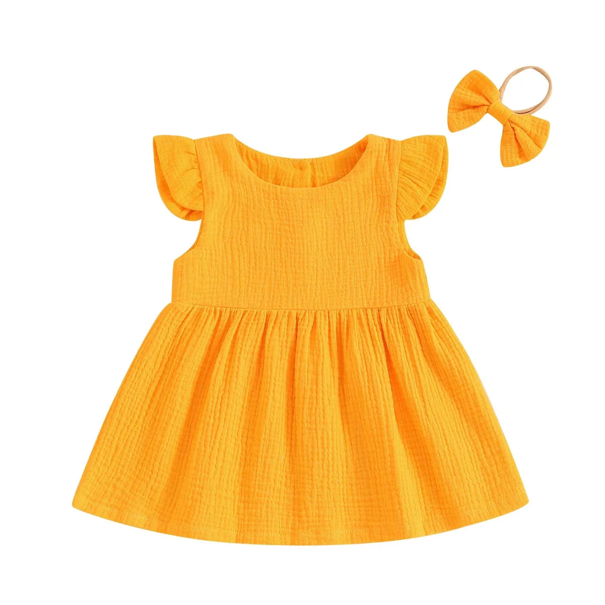 Ruffle Sleeve Dress with Bow Headband - Betina Baby & Kids