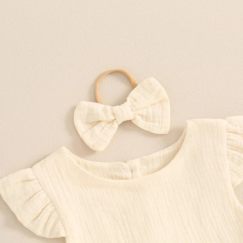 Ruffle Sleeve Dress with Bow Headband - Betina Baby & Kids
