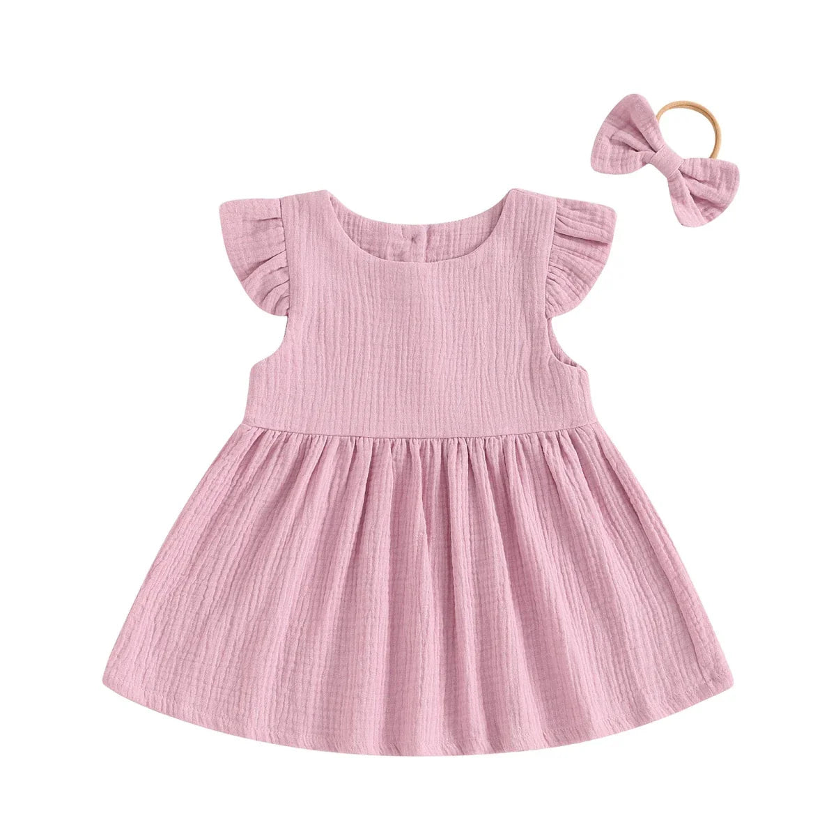Ruffle Sleeve Dress with Bow Headband - Betina Baby & Kids