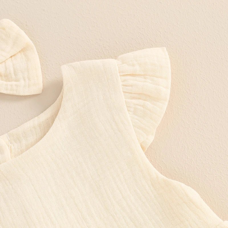 Ruffle Sleeve Dress with Bow Headband - Betina Baby & Kids