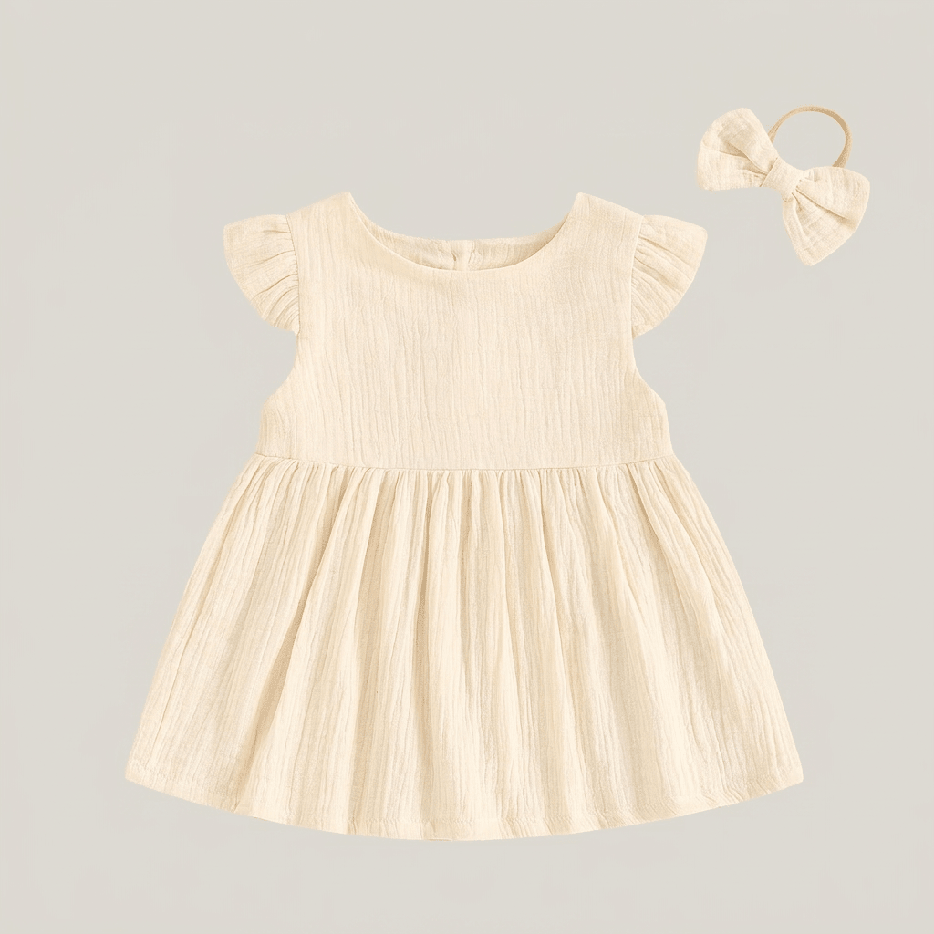 Ruffle Sleeve Dress with Bow Headband - Betina Baby & Kids