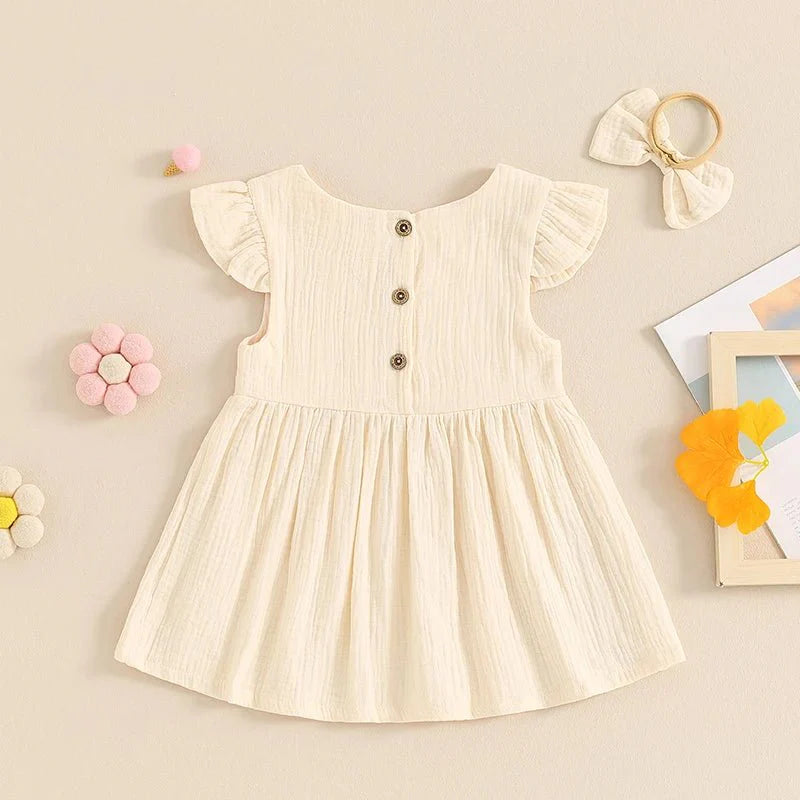 Ruffle Sleeve Dress with Bow Headband - Betina Baby & Kids