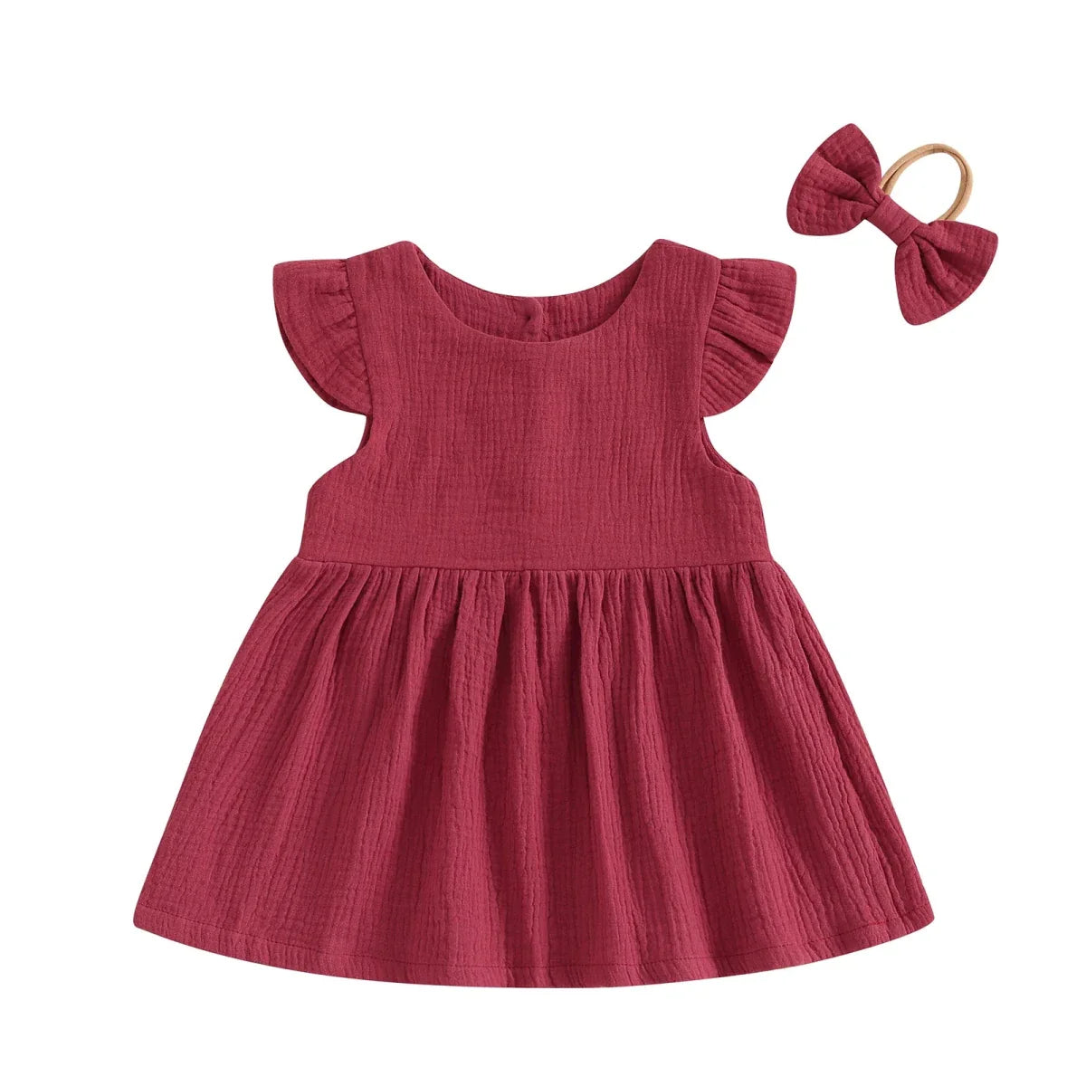 Ruffle Sleeve Dress with Bow Headband - Betina Baby & Kids