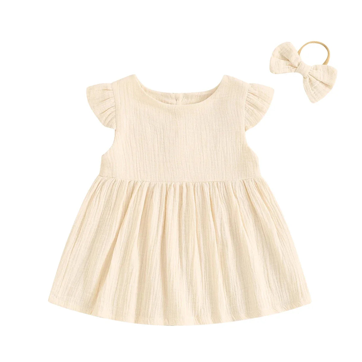 Ruffle Sleeve Dress with Bow Headband - Betina Baby & Kids